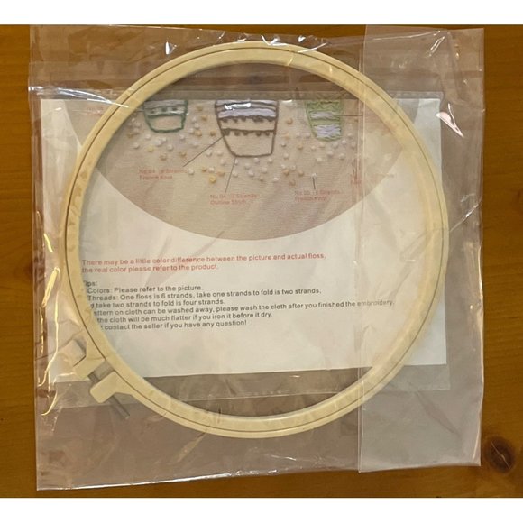 PLANTS IN POTS Embroidery DIY Art Kit Hoop Cloth Needles Thread NEW IN PACKAGE - Picture 3 of 5